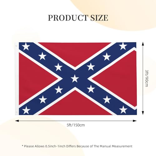 Bandera confederada impresa de doble cara, banderas decorativas para interiores y exteriores, con ojales adecuados para jardines y patios.