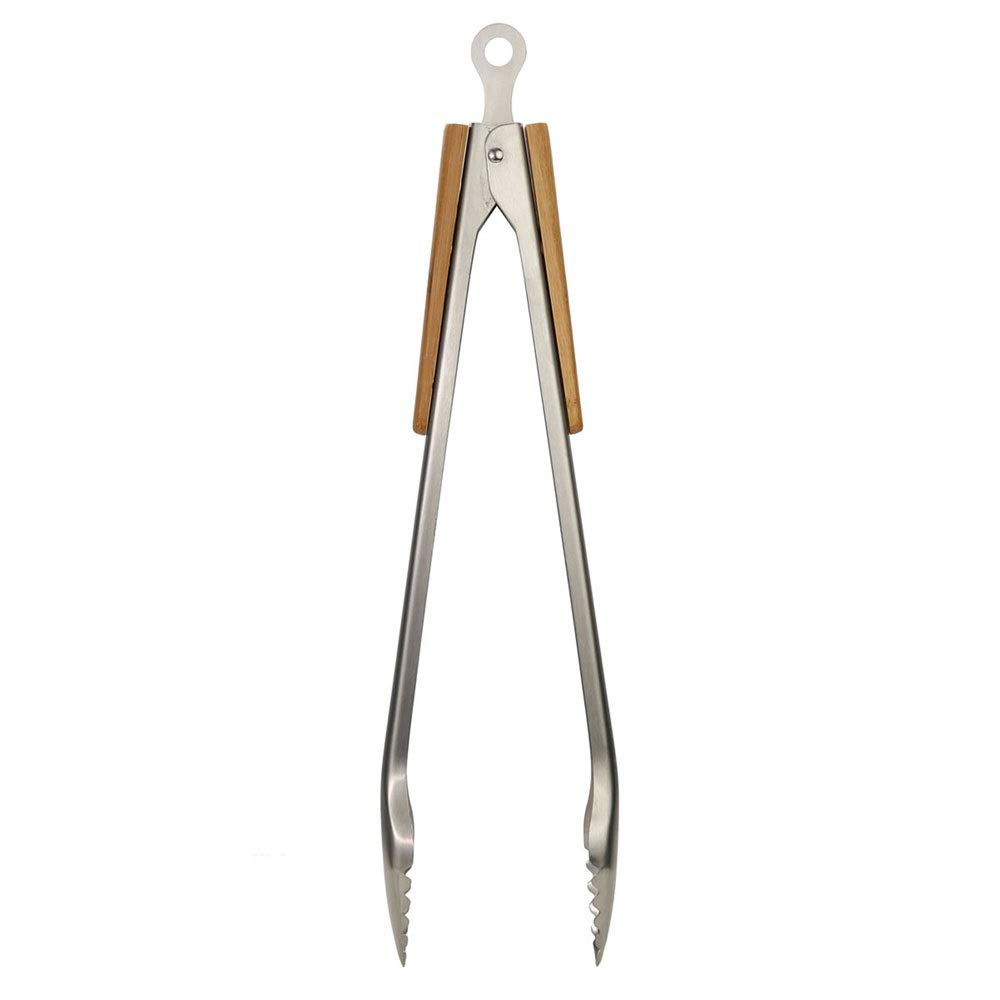 Pinze da Cucina Pinze per Alimenti in Acciaio Inossidabile con Manico in Legno, Adatte per Cucina, Barbecue Antiaderente, Dimensioni: 2,16 * 18,7 Pollici