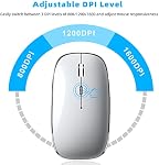 Bluetooth Mouse, Rechargeable Wireless Mouse Compatible with MacBook Pro/Air/iPad/Laptop/PC/Mac/Tablet/Computer, Silver