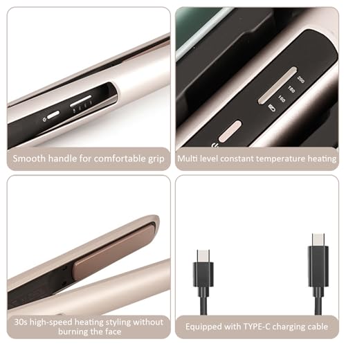 Plancha para pelo inalámbrica y portátil con temperatura ajustable miniatura 4