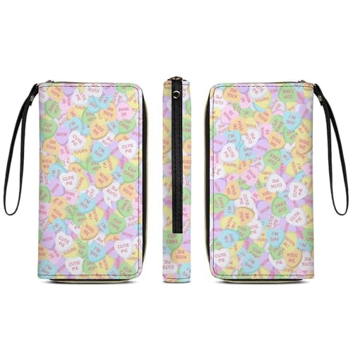 Conversation Candy Heart Large Capacity Portable Leather Wallet with Rope3