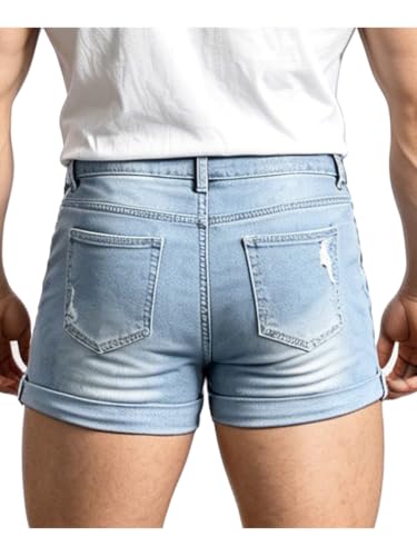 Short jean mini denim déchiré, pantalon court style hippie rave outfits homme