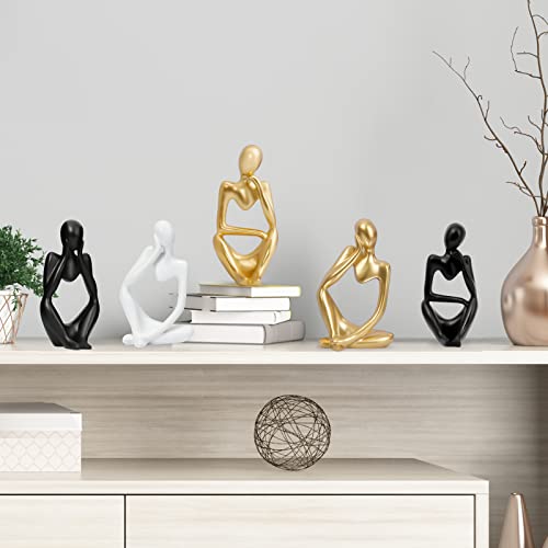Innolites Resin Statue Thinker Style Decoration Abstract Sculptures Collectible Figurines For Home Decor Modern Office Shelf Desktop (Gold-Focus) #TOP4
