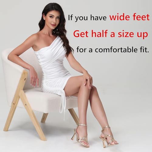 Image of RIBONGZ Block Heels Prom Heeled Sandals for Women Chunky Square Open Toe Strappy High Heels Ankle Strap Wedding Bridal Shoes High Heel Sandals for Party Dress