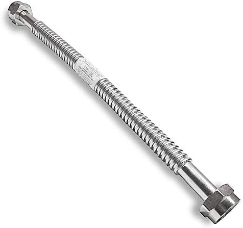24" X 1" FIP Heavy Duty Durable Stainless Steel Corrugated Water Flex Connector W/ Extra Thick Washers/Ideal for Water Heater and Water Softener