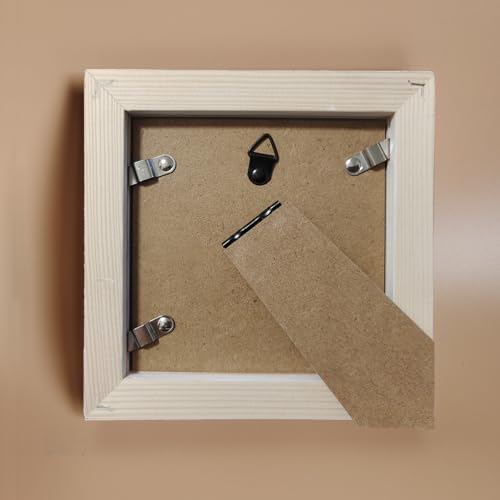Image of 4x4 Picture Frame Solid Wood,White. Table Top or Wall Mount Photo Frames with Plastic Glass for 4x4 Inches Pictures, Modern Home Office Decor