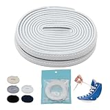 [ELASTIC SHOELACES] 靴紐 ゴム シューレース 伸びるゴム紐 靴ひも チャックテイラー オールスター ハイカット スニーカー 伸びる靴紐 2本1組 (幅6mm, ホワイト, 長さ120cm)