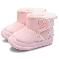 JIASUQI Baby Winter Booties Toddler Ankle Snow Boots with Faux Fur Lined Kid Warm Slippers Shoes for Baby Boys Girls(Pink 125,6-12 Months)