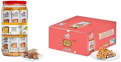 Image of Paper Boat Peanut Chikki, 30 Units X 28 G + Paperboat Sesame Chikki Jar, 800Gm
