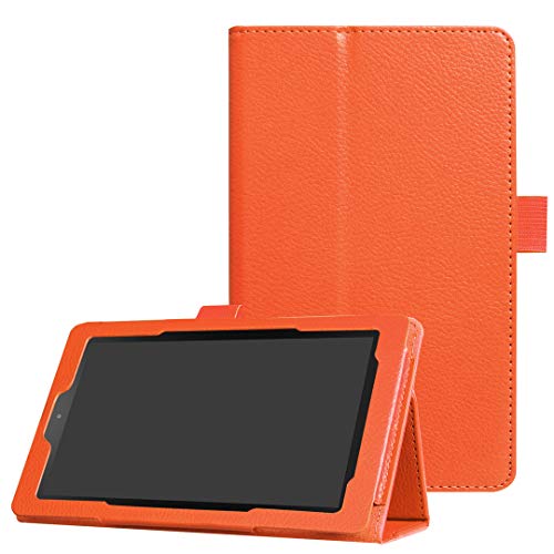 for Amazon Kindle All New Fire 7 7th / 9th Generation Tablet Cover Ultra Slim Folio Stand Leather Case Cover with Auto Sleep/Wake Up for Kindle Fire HD7 7 (2017 2019 Release) (Li-Orange)