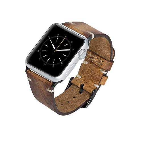 Venito Sarno Handmade Premium Leather Watch Band Compatible with The Newest Apple Watch iwatch Series 6 as Well as Series 1,2, 3, 4, 5 (Antique Brown w/Black Stainless Steel Hardware, 42mm-44mm) Venito Sarno Handmade Premium Leather Watch Band Compatible with The Newest Apple Watch iwatch Series 6 as Well as Series 1,2, 3, 4, 5 (Antique Brown w/Black Stainless Steel Hardware, 42mm-44mm)