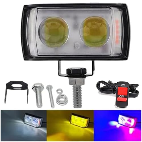 Image of 45W LED Spot Beam Fog Light with Metal Body ? Dual Lens Projector Lamp for Motorcycles, Scooty, Bikes, and Cars (12-24V, Pack of 1 with Switch, Multicolour)