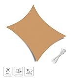 El conjunto de vela consta de: 1 x vela de sombra (3x5m, HDPE, Rectangular), 4 x 1.5m cuerdas tensoras, 1 x manual, y 5 años de garantía.