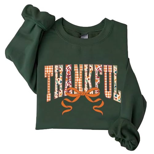 Image of TONGCHEN Cozy Season Sweatshirt Women Thankful Thanksgiving Sweatshirts Fall Holiday Casual Sweater (US, Alpha, 3X-Large, Regular, Regular, Army Green)