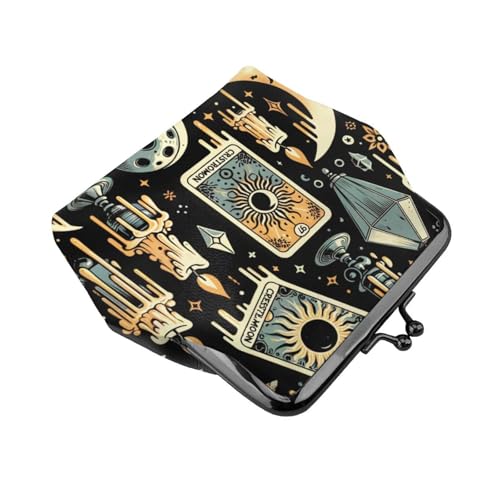 Pu Leather Buckle Coin Purse Tarot-Cards-Halloween Girls Kiss-Lock Change Purse Wallets3
