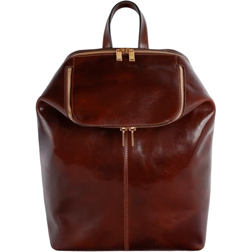 Time Resistance Damen und Herren Rucksack aus Leder - Handgefertigt in Italien - 100%...