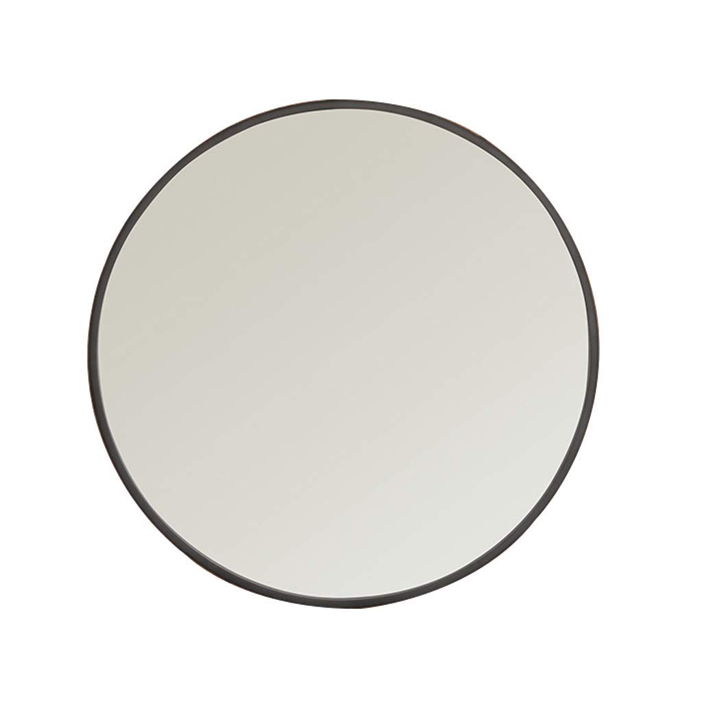 TYUHDUYUR Circular Bevelled Wall Mirror Black Metal Framed Interiors Mirror Nordic Iron Art Lightweight Shaving Mirror Simple Decorative for Bathroom Bedroom Multiple Sizes (60CM)