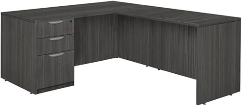 Miniatura 27 de Regency Legacy - Escritorio en L con pedestal individual con tres cajones, 66 pulgadas, gris ceniza Gris