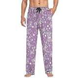ZZKKO Mens Pajama Pants Cotton Bear Koala Purple Pj Pants Men's Pajama Bottoms Straight-Fit With Pockets