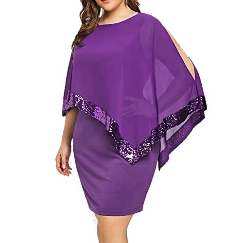 Sporzin Vestido Mujer Mini Vestidos Coctel Cuello Redondo Talla Grande de Fiesta Corta para