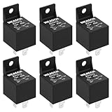 Weasch 6 Pack JD1912 Car Relay, 12V 40A, 4 Pin SPST, Automotive Switches and Starters, Waterproof Relay for Boat Tractor Truck Motorcycle (6)