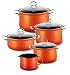 Produktbild Riess, 0546-034, Spar-Set 5-teilig, NOUVELLE - CORALL, bestehend aus: Fleischtopf mit Glasdeckel 16, 20 und 24 cm, Kasserolle mit Glasdeckel 20 cm und Schnabeltopf 12 cm, Topfset, Kochtopfset, Kochgeschirr
