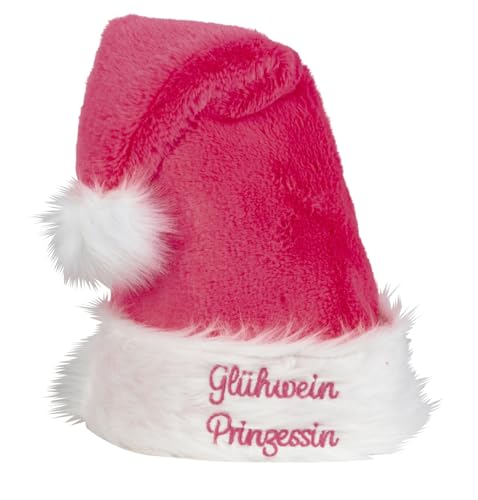MF Nikolausmütze Glühwein Prinzessin, Pink-Weiß, 48 cm, Plüsch mit...
