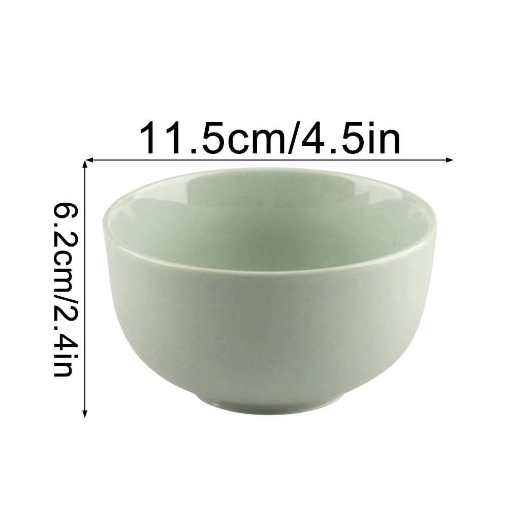 Lot de 6 bols à céréales réutilisables en céramique de 350 ml pour cuisine, desserts, riz, pudding, yaourt (vert pâle)