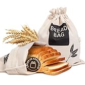 2 Pack Plastic Lined Bread Bags for Homemade Bread/Keeping Bread Fresh - Eco Friendly Linen Storage Bags - 44cm x 35cm XL