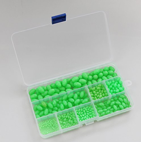 ICE SEA 500pcs/box 8 Size Luminous Fishing Beads Hard Plastic Round/Oval Shaped Fishing Bead Eggs Assortment Fishing Lures Line Tackle Tools Floats Set (500pcs Oval Beads) - Thumbnail 5
