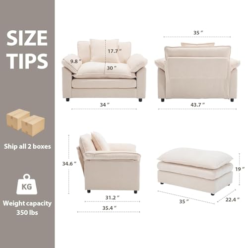Sillón Oversize Chenille Beige miniatura 2