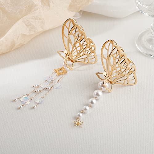 Frdtluthw Large Metal Butterfly Hair Claw Clips Nonslip Tassel Hair Clips For Women Girls Thick Thin Hair(Pack Of 2) #TOP2