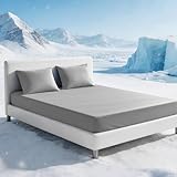 Tokokimo Double Cooling Bed Sheets 35cm Deep Pocket - Microfiber Grey Double Fitted Sheet with 2 Pillowcases Breathable Summer Bed Sheets for Night Sweats, 135x190cm (Fits Mattress Up to 35cm)