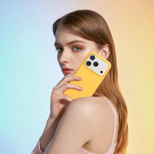Image of DIZORO Compatible with iPhone 17 Pro Case (2025), Liquid Silicone 3 Layers Full Covered Soft Gel Rubber Shockproof Protective Cover with Anti-Scratch Microfiber Lining - Yellow