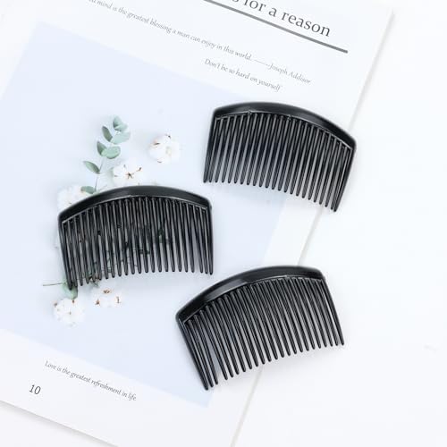28 Pack Black Small Plastic Hair Side Comb With Long Teeth Hairpins Grips Barrettes Clamps Bows for Women Bridal Wedding Veil Decorative Headpiece French Twist Updo Bun Accessories - Thumbnail 3