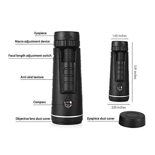 40X60 Outdoor Monocular BAK4 Monocular Telescope HD Vision Scope Prisma Bússola embutida com suporte