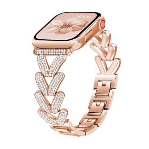 Diamond Metal Band for Apple Watch Band for Women 40mm 42mm 41mm 38mm 46mm 44mm 45mm 49 Bling Bracelet,Stainless Steel Dressy iWatch Ultra3 series 11 10 8 9 se,Starlight/Silver/Black/Rose Gold/Gold