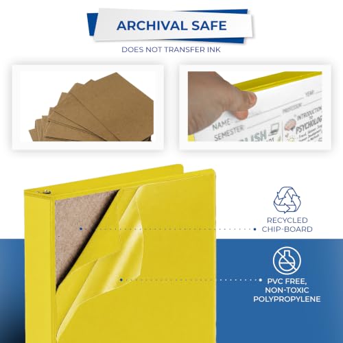 Image of Samsill Durable 1.5 inch 3 Ring Binder, D Ring Binder, 100% Recycled Chipboard, Yellow, 12 Pack