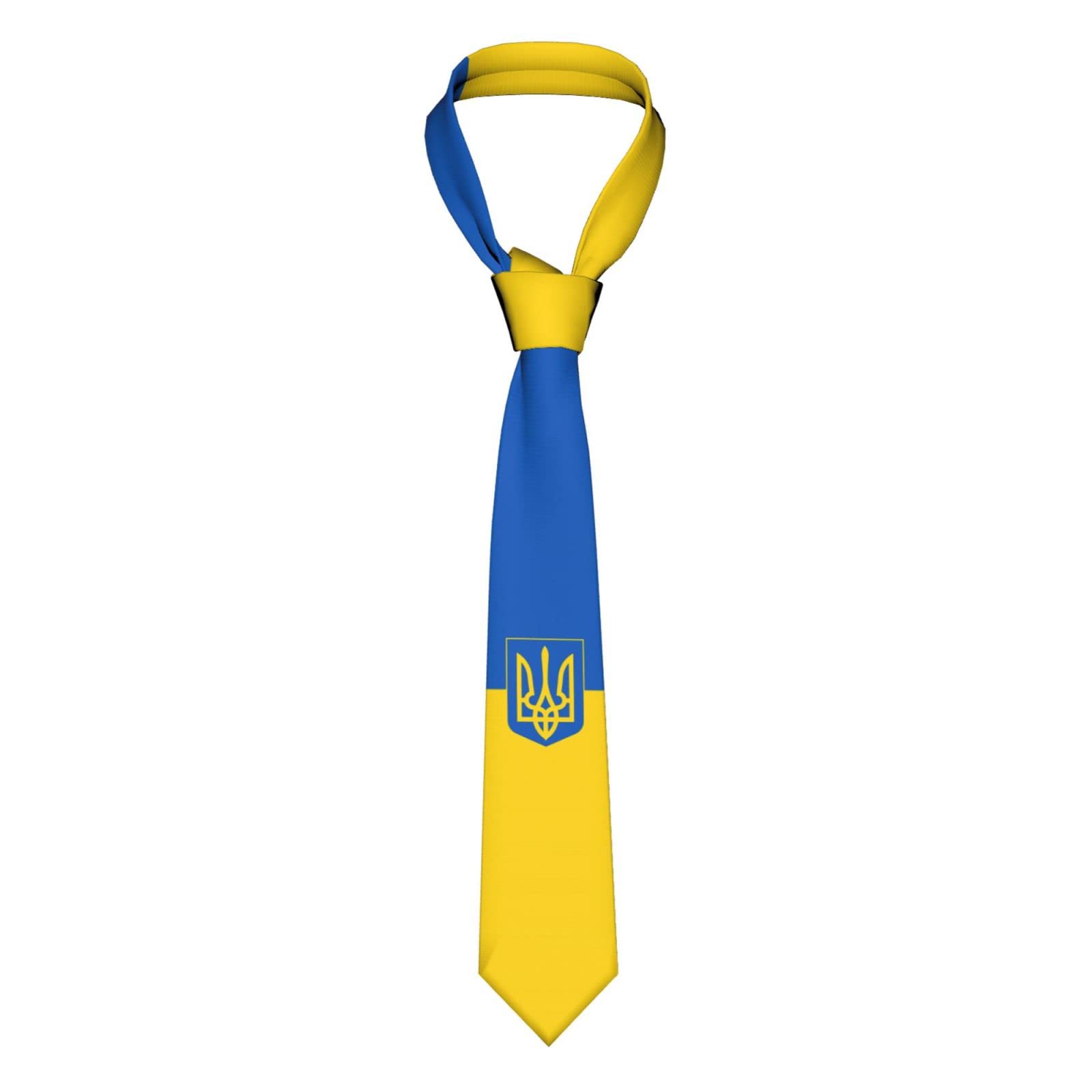DABOYOZHZH Ukraine Flag Ukrainians 6 Striped Necktie Men'S Neck Ties Mens Party Business Neckties Soft Skil Tie