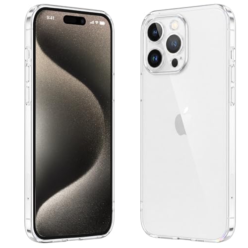 caslord Hülle Kompatibel mit iPhone 15 Pro Max weiche TPU Transparent Stoßfest Schutzhülle Durchsichtige Kratzfest Handyhülle Case Cover