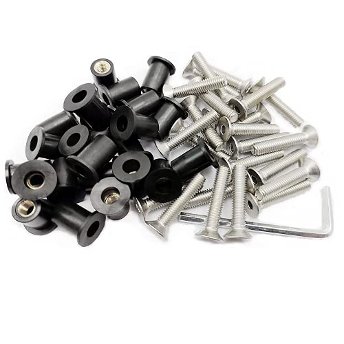 24 Pairs Of M5 Neoprene Well Nuts M5 X 25Mm Stainless Steel Hex Socket Bolts Well Nuts Kit For Kayak Motorcycle Windscreen Accessories,Neoprene Nut Contains Brass Nuts Copper Nut #TOP4