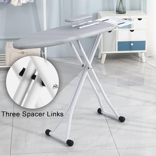 Ironing Board Full Size, Foldable Ironing Board with Heat Resistant Cover, Iron Rest and Non-Slip Legs, 6 Height Options (Color : Grey, Size : S) - Image 4