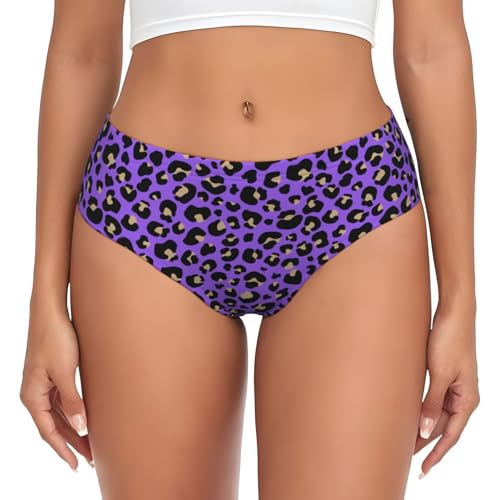 Nevjipu Womens Underwear Seamless - Purple Leopard print fashion Ladies No Show Underwear Briefs Panties Panty Bikini