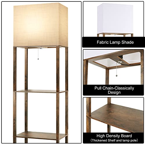 Runtop Plus - Floor Lamp With Shelves, Shelf Lamp With 15W Led Bulb, 3 Colors, Memory Function, Wide Display Shelf For Collectibles Storge, Shelf Floor Lamps For Living Room, Standing Lamp For Bedroom #TOP4