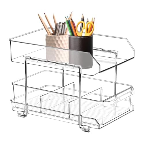 Cajones extensibles para armarios de cocina, cajones de armario extensibles - Organizador de 2 niveles con cajones extraíbles debajo del fregadero | cajones de armario, organizador de armario de