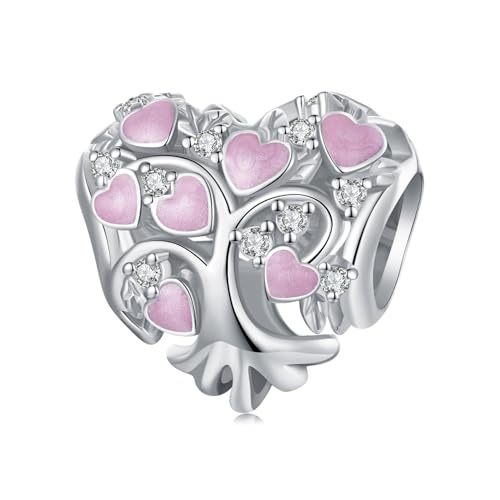 NINGAN 925 Plata De Ley Encanto Amor áRbol De La Vida Cuentas Pulsera De Las Mujeres Cuentas Encanto Collar Colgante DíA De San Valentín Regalo Joyería, Esposa, Amante Regalo