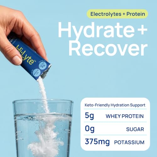 Image of Hi-Lyte Electrolytes + Protein Quick Sticks Crisp Apple, 16 Servings - Sodium, Potassium, Whey Protein - Keto Friendly - 5g Protein, No Sugar