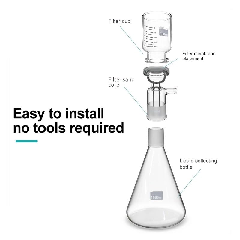 1000ml Vacuum Filter Apparatus Lab Equipment Glass Filter Sand Core Liquid Solvent Membrane Filter with Rubber Tube