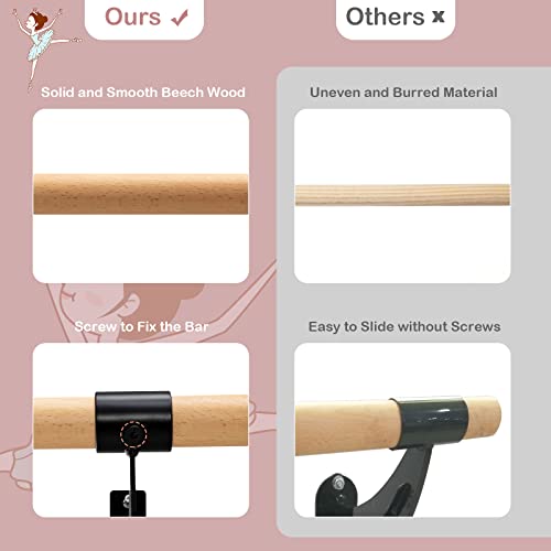 Goplus Wall Mounted Ballet Barre, 4 Ft Solid Beech Wood Ballet Bar With Mounting Hardware, Traditional Single Dance Bar For Home Workout, Yoga, Stretching, Ballet Poses, 1.5 Inch Dia #TOP3