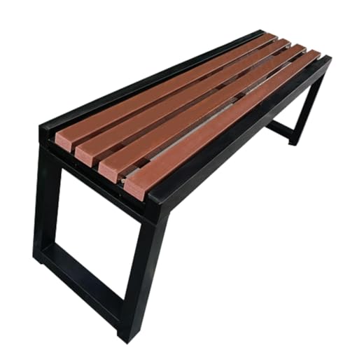 GEJINTAO Outdoor Garden Bench with Metal Frame & Solid Wood Seat, Stable & Load-Bearing, Suitable for Parks, Malls, Canteens, 1504045cm Black Frame Walnut(Blackframewalnut,150 * 40 * 45cm)